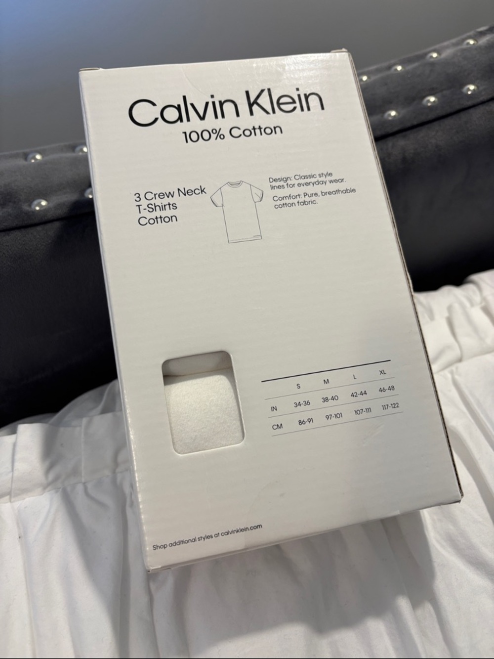 Calvin Klein White Cotton Crew Neck Undershirt 3-Pack - Picture 2 of 3